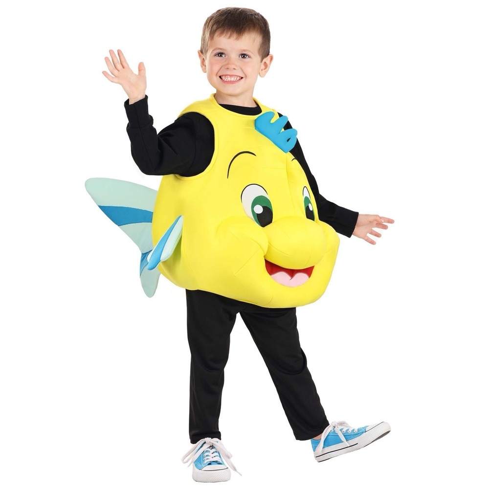 Disney Flounder Padded Fish Costume 4T Yellow Blue Polyester Complete Outfit